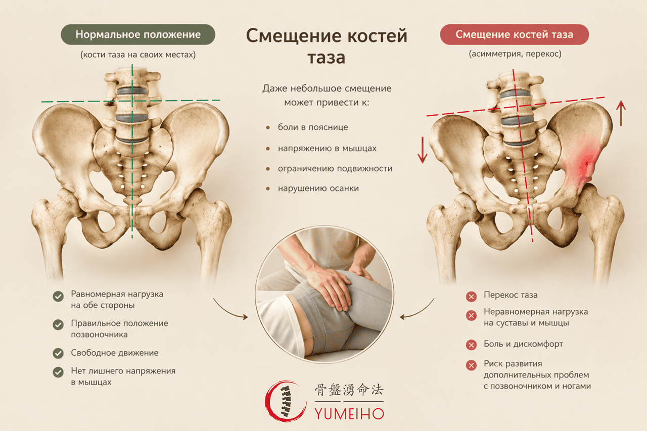 смещение костей таза, Юмейхо, Кожаев